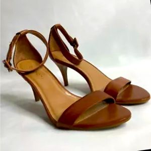 💐 Talbot's Ladies Sandals Genuine Brown Leather Ankle Strap Sz 9